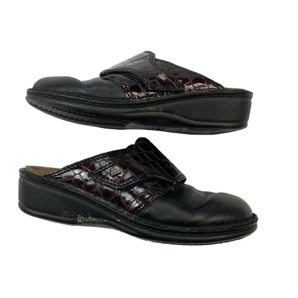 Finn Comfort Germany Aussee Soft Mule Clogs Size 37 Slip On Leather Croco Nappa - Picture 5 of 9